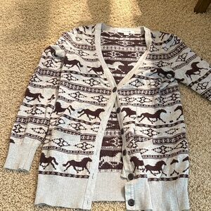 Vintage forever 21 Women's Gray and Brown Patterned Sweater